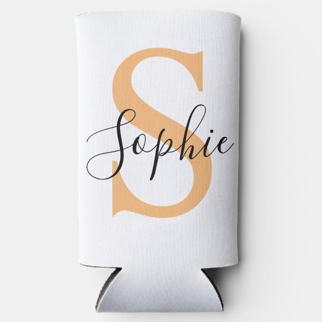 Elegant Script Custom Name Personalized Gift Seltzer Can Cooler (Front)