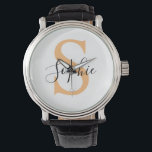 Elegant Script Custom Name Personalized Gift Watch<br><div class="desc">Add a personal touch to your daily routine with this. Featuring a chic and minimalist script typography, this design allows for easy customization with a name or initials. It serves as a thoughtful and unique birthday gift for friends and family. The "Personalize this template" button allows for instant name changes....</div>