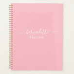 Elegant Script | Custom Name | Soft Pink Planner<br><div class="desc">If you're looking for a unique and stylish planner, you've come to the right place! This planner has a simple yet modern design, and even better, you can have your name printed in elegant script on a neutral background. It's the perfect gift for anyone special in your life, whether for...</div>