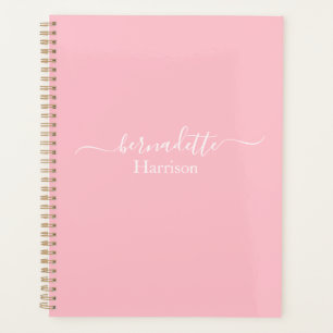 Elegant Script   Custom Name   Soft Pink Planner