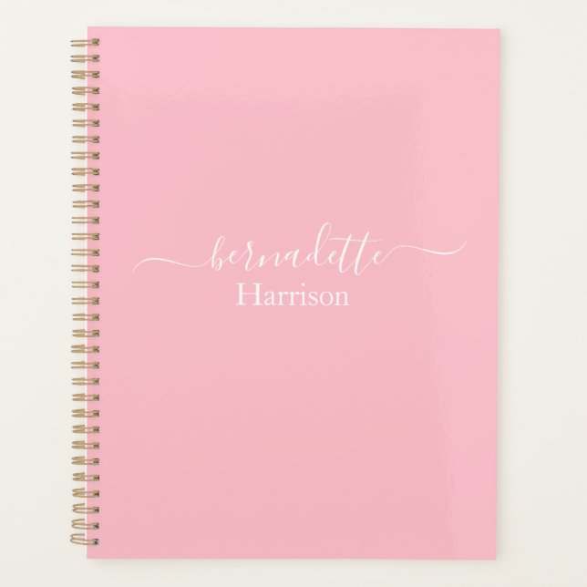 Elegant Script | Custom Name | Soft Pink Planner (Front)