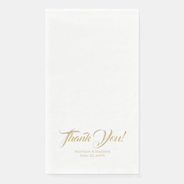 Elegant script custom names thank you Wedding Napkin (Front)