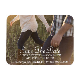Elegant Script Custom Photo Save the Date Magnet