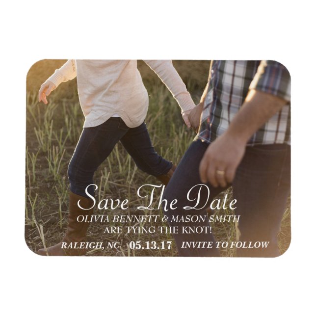 Elegant Script | Custom Photo Save the Date Magnet (Horizontal)