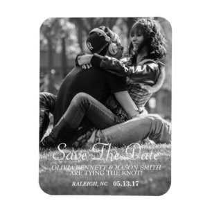 Elegant Script   Custom Photo Save the Date Magnet