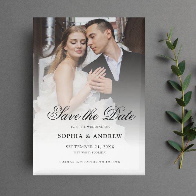 Elegant Script Custom Photo Save the Date Wedding Magnet (Save the Date Wedding Photo Magnet)