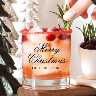 Elegant Script Custom Text Christmas Cocktail Whiskey Glass