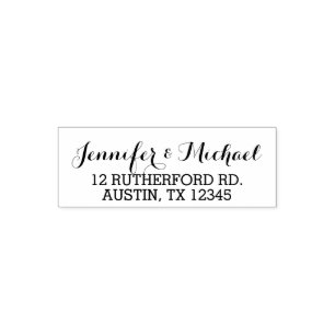 Elegant Script Custom Wedding Bride Groom Names Self-inking Stamp