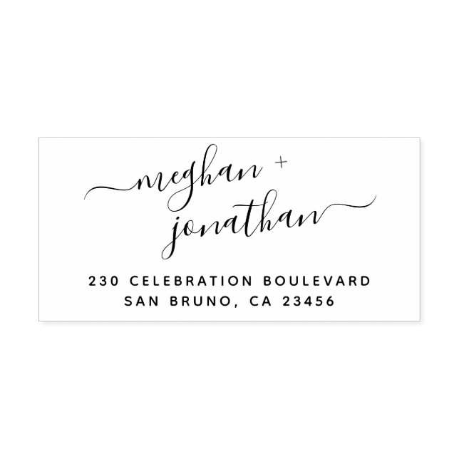 Elegant Script Custom Wedding Names Return Address Rubber Stamp (Imprint)
