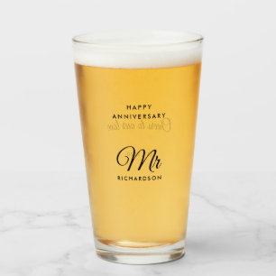 Elegant Script Customisable Surname Mr Anniversary Glass