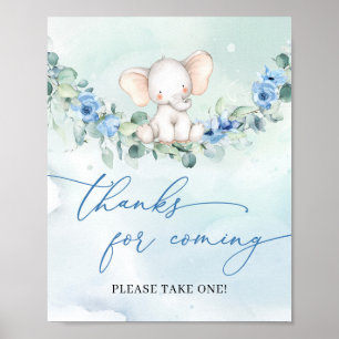 Elegant script cute elephant thanks for coming poster