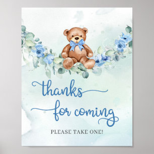 Elegant script cute teddy bear thanks for coming poster
