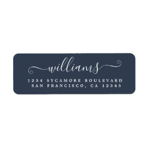 Elegant Script Dark Blue Family Return Address Return Address Label