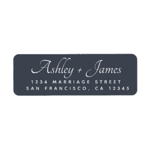 Elegant Script Dark Blue Wedding Return Address Label
