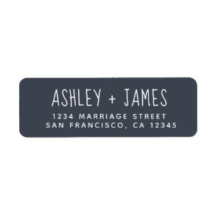Elegant Script Dark Blue Wedding Return Address Label