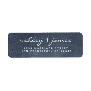 Elegant Script Dark Blue Wedding Return Address Return Address Label