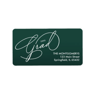 Elegant Script Dark Green Graduation Return Label