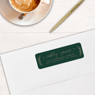 Elegant Script Dark Green Wedding Return Address Label