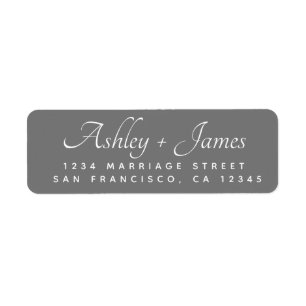 Elegant Script Dark Grey Wedding Return Address Label