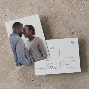 Elegant Script Dark Photo Template Save the Date