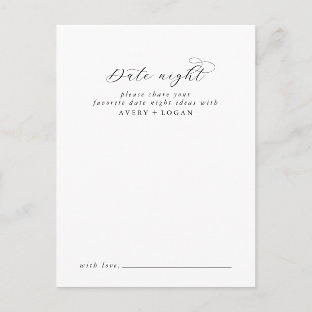 Elegant Script Date Night Idea Advice Card (Front)