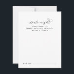 Elegant Script Date Night Idea Advice Card<br><div class="desc">These elegant script date night idea cards are the perfect activity for a simple wedding reception or bridal shower. The minimalist black and white design features fancy romantic typography with modern glam style. Customisable in any colour. Keep the design minimal and classy, as is, or personalise it by adding your...</div>