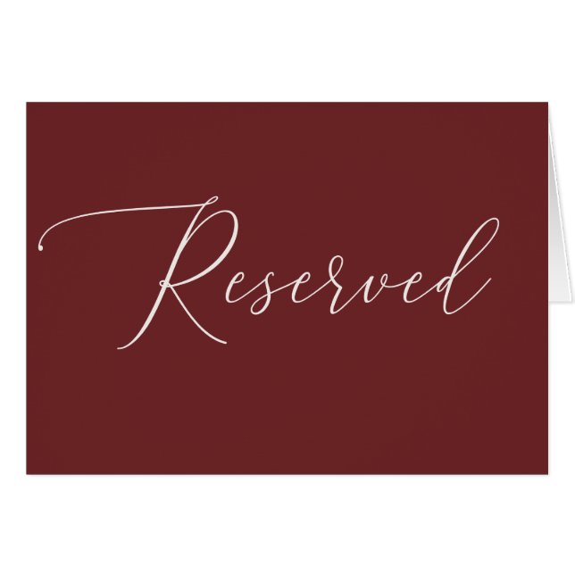 Elegant Script Deep Wine Red Reserved Wedding Sign (Front Horizontal)