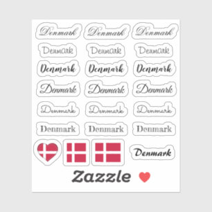 Elegant script Denmark & Danish Flag /name Set