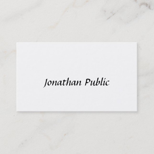 Elegant Script Design Minimalist Modern Plain Business Card (Front)