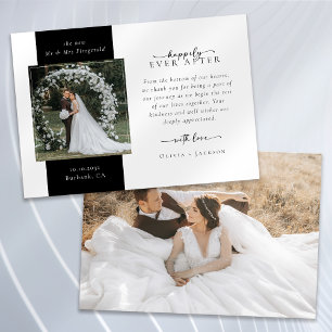 Elegant Script Double Sided Photo Wedding Thank You Card