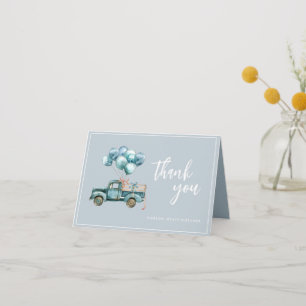 Elegant Script Dusty Blue Baby Boy Thank You Card