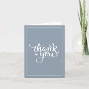 Elegant Script Dusty Blue Thank You Card