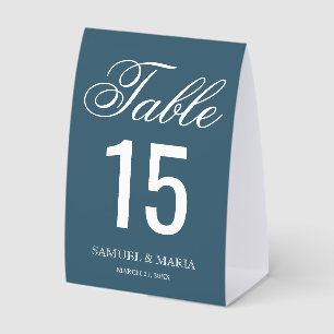Elegant Script Dusty Blue Wedding Table Number