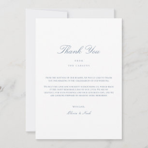 Elegant Script Dusty Blue & White Thank you Card