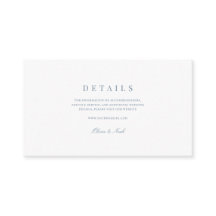Elegant Script Dusty Blue & White Wedding Details 