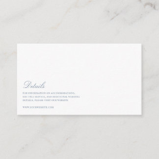 Elegant Script Dusty Blue & White Wedding Details Enclosure Card