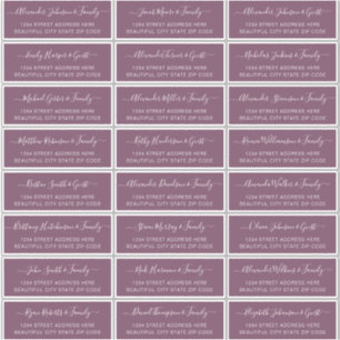 Elegant Script Dusty Mauve Wedding Guest Address