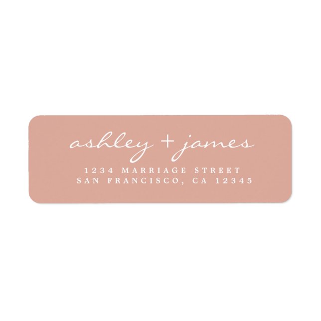 Elegant Script Dusty Pink Wedding Return Address Label (Front)
