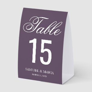 Elegant Script Dusty Purple Wedding Table Number