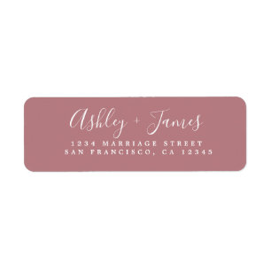 Elegant Script Dusty Rose Wedding Return Address Label