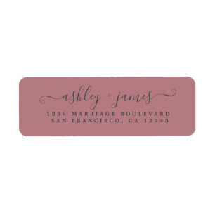 Elegant Script Dusty Rose Wedding Return Address Label