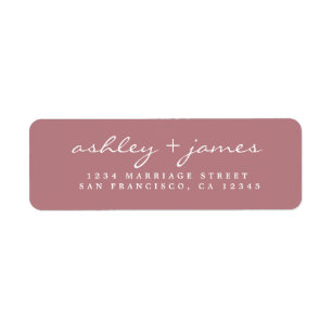 Elegant Script Dusty Rose Wedding Return Address Label