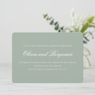Elegant Script Dusty Sage Green Rehearsal Dinner Invitation