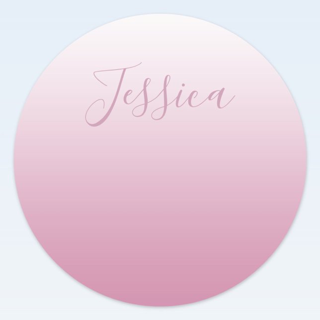 Elegant Script & Editable Pink (any colour) Ombre Classic Round Sticker (Creator Uploaded)