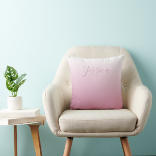 Elegant Script & Editable Pink (any colour) Ombre Cushion