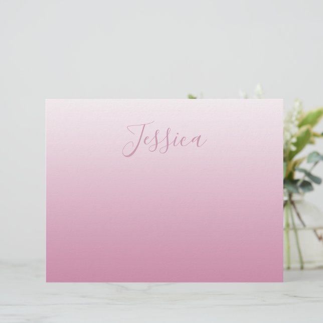 Elegant Script & Editable Pink (any colour) Ombre Custom Letterhead (Standing Front)