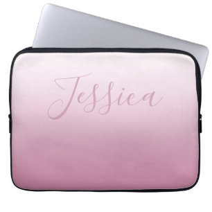 Elegant Script & Editable Pink (any colour) Ombre Laptop Sleeve