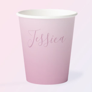 Elegant Script & Editable Pink (any colour) Ombre Paper Cups