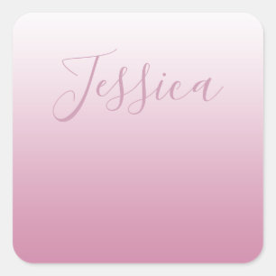 Elegant Script & Editable Pink (any colour) Ombre Square Sticker