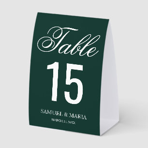 Elegant Script Emerald Green Wedding Table Number